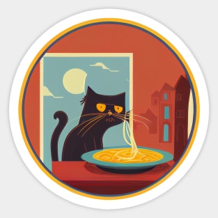 Cat Hypnotized by Spaghetti Sticker